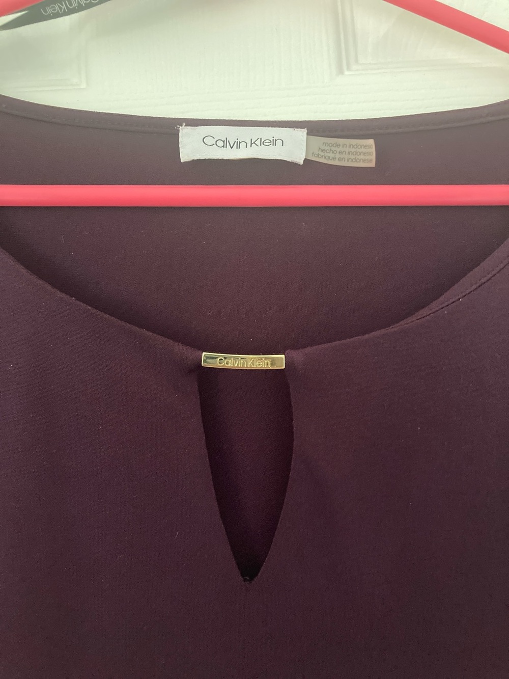 Calvin Klein Plum  Top with Gold Logo Accent lg to xl